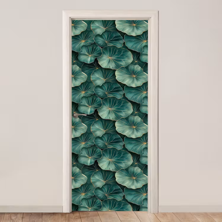 Patroon - Bladeren - Groen deurposter klein 289 -3d_beige