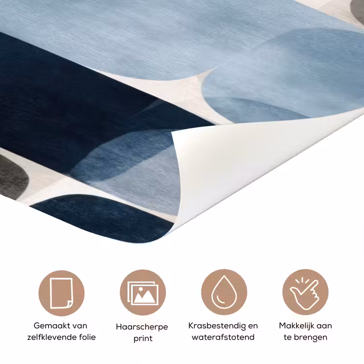 Patroon - Blauw - Vierkanten deurposter klein -closeup_NL