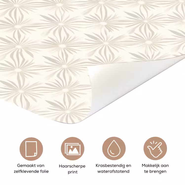 Patroon - Bloemen - Beige deurposter klein 289 -closeup_NL