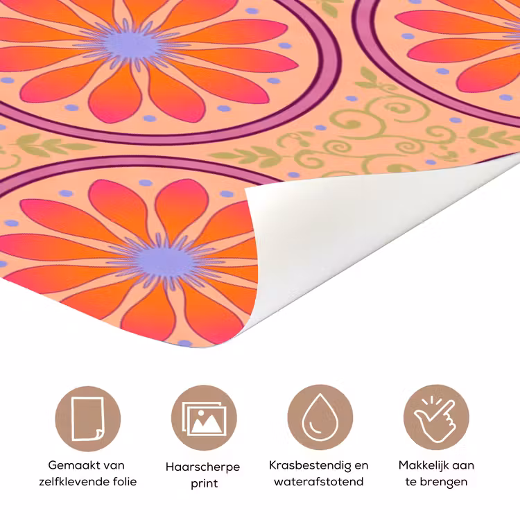 Patroon - Bloemen - Decoratief - Kleurrijk - Modern deurposter klein -closeup_NL
