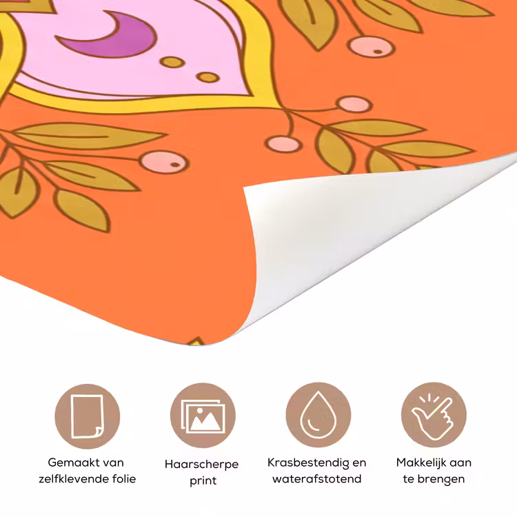 Patroon - Bloemmotief - Decoratie - Abstract - Roze deurposter klein -closeup_NL