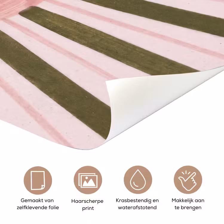 Patroon - Cirkel - Stralen - Abstract - Roze deurposter klein -closeup_NL
