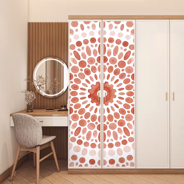 Patroon - Cirkels - Abstract - Modern - Rood deurposter klein -sfeer3