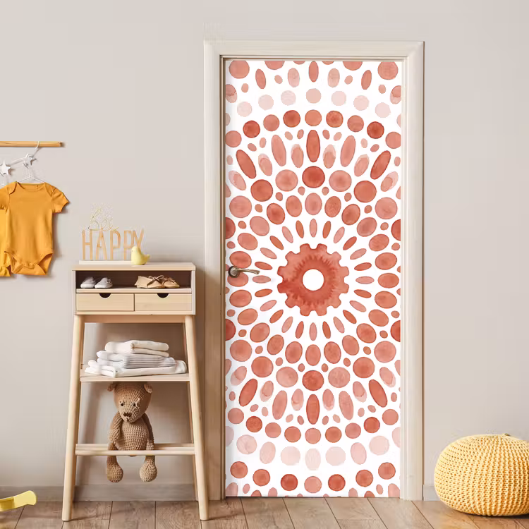 Patroon - Cirkels - Abstract - Modern - Rood deurposter klein -sfeer4