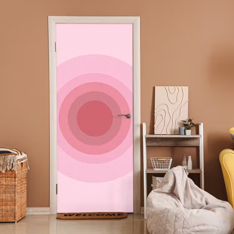 Patroon - Cirkels - Abstract - Roze - Modern deurposter klein -sfeer1