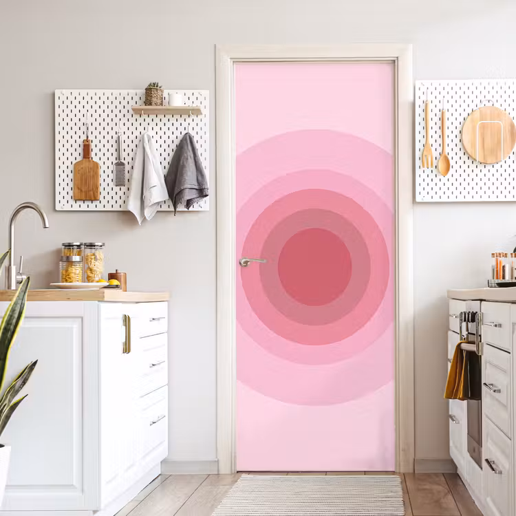 Patroon - Cirkels - Abstract - Roze - Modern deurposter klein -sfeer5