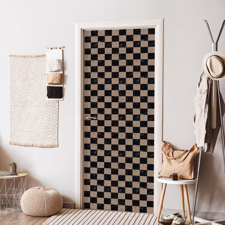 Patroon - Dambord - Marmer deurposter klein 289 -sfeer6