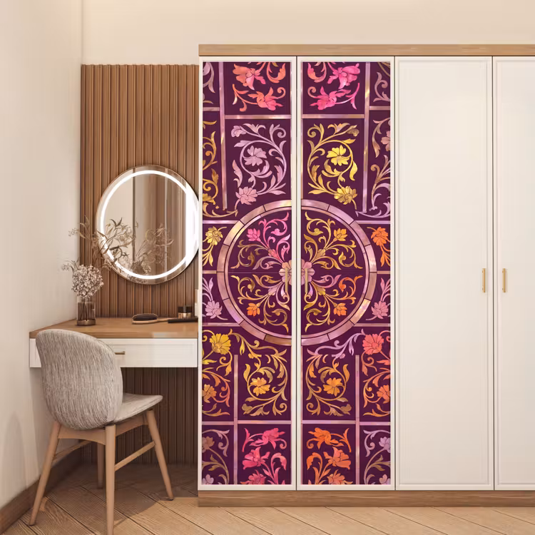 Patroon - Floraal - Oosters - Paars - Goud deurposter klein -sfeer3