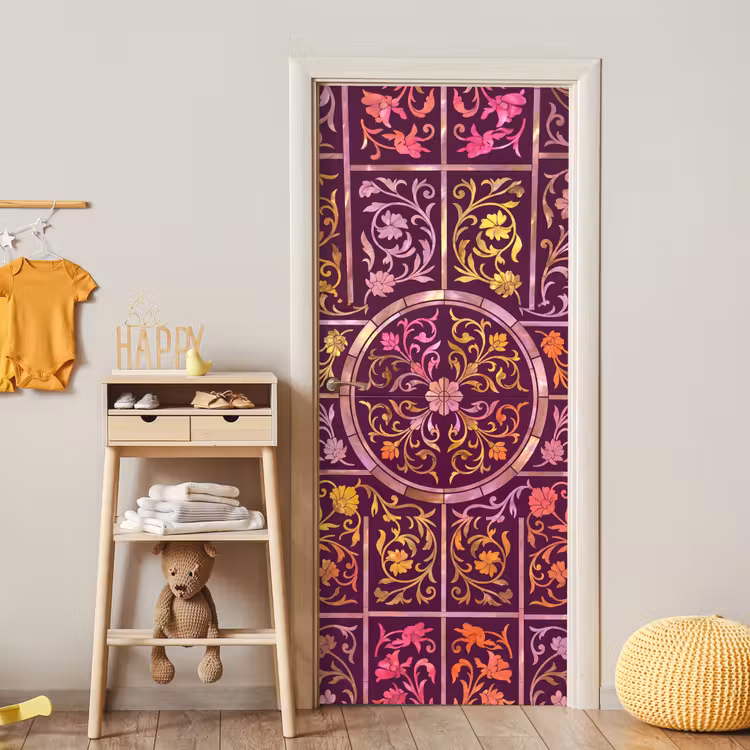 Patroon - Floraal - Oosters - Paars - Goud deurposter klein -sfeer4