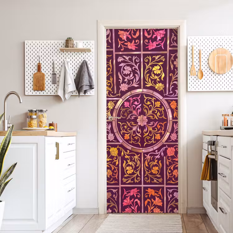 Patroon - Floraal - Oosters - Paars - Goud deurposter klein -sfeer5