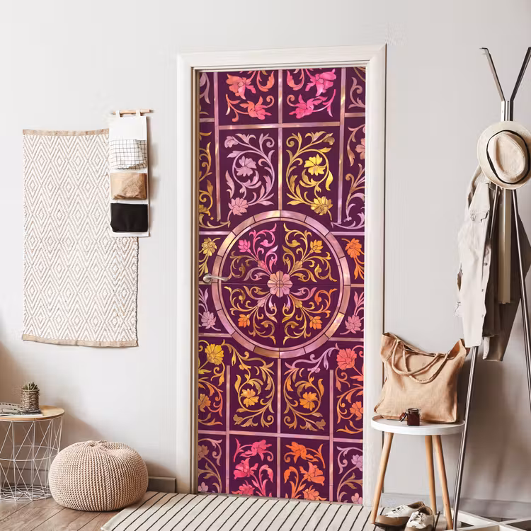 Patroon - Floraal - Oosters - Paars - Goud deurposter klein -sfeer6