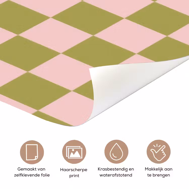 Patroon - Geblokt - Olijfgroen - Amore deurposter klein -closeup_NL