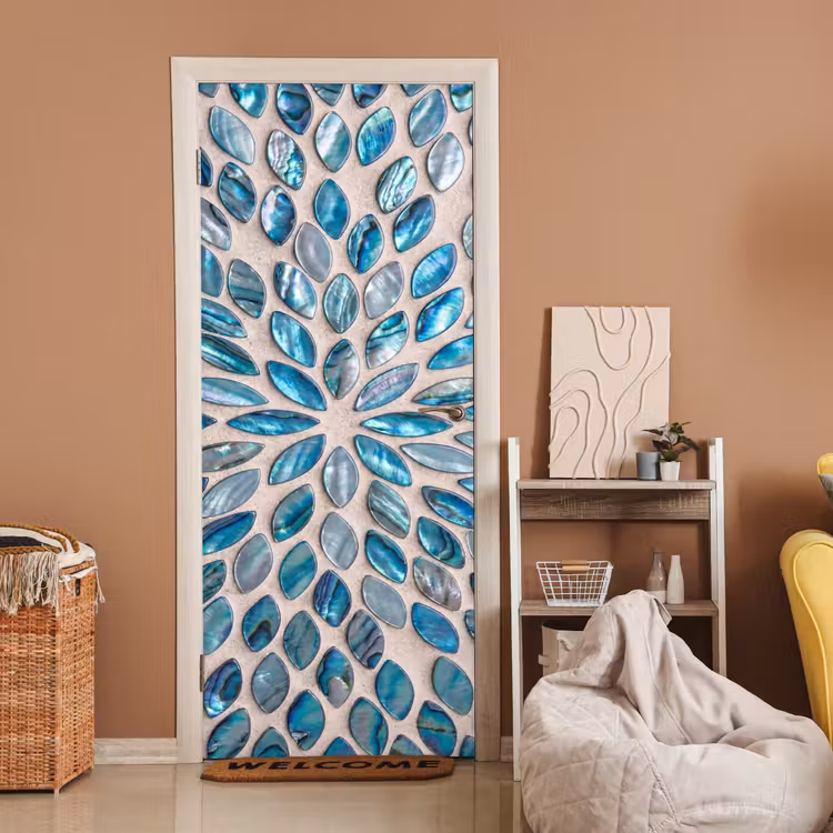 Patroon - Glans - Abstract - Blauw - Decoratie deurposter klein -sfeer1