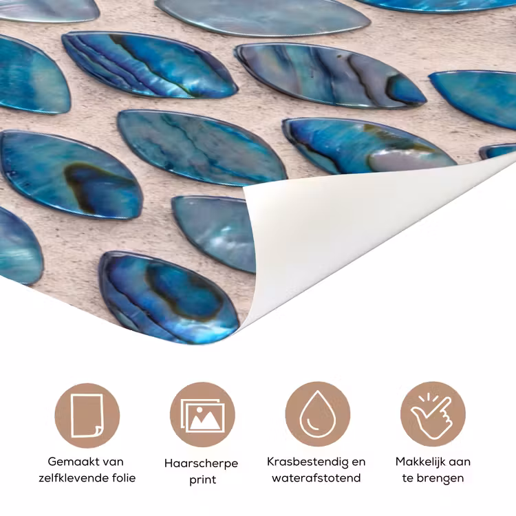 Patroon - Glans - Abstract - Blauw - Decoratie deurposter klein -closeup_NL