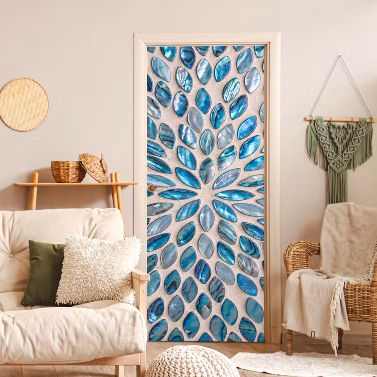 Patroon - Glans - Abstract - Blauw - Decoratie deurposter klein -sfeer2