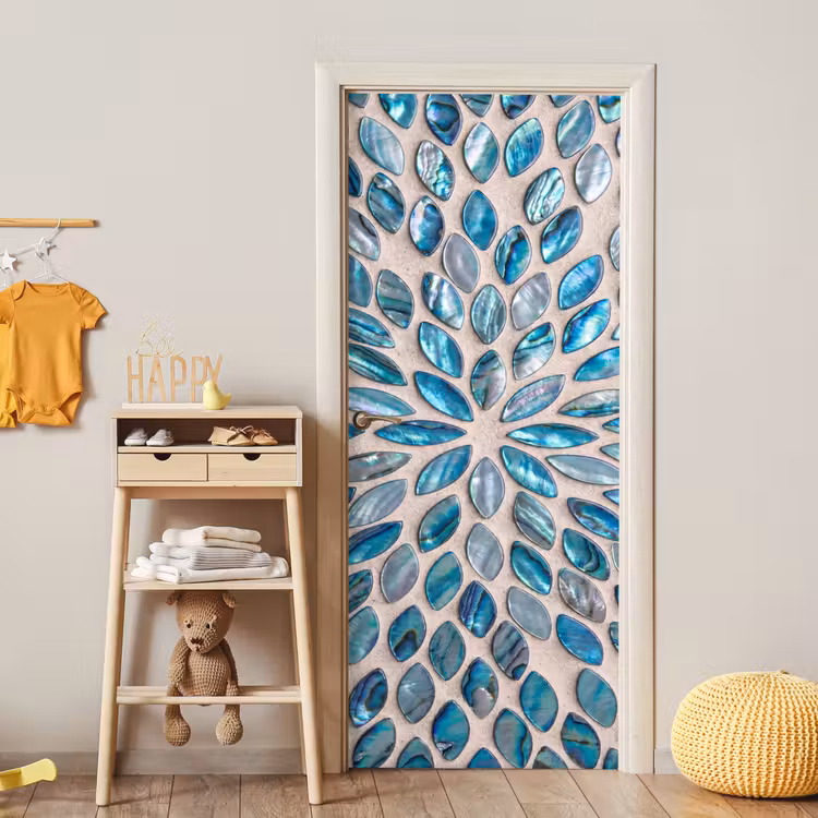 Patroon - Glans - Abstract - Blauw - Decoratie deurposter klein -sfeer4