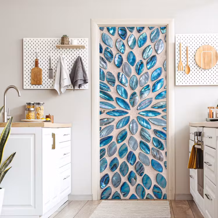 Patroon - Glans - Abstract - Blauw - Decoratie deurposter klein -sfeer5