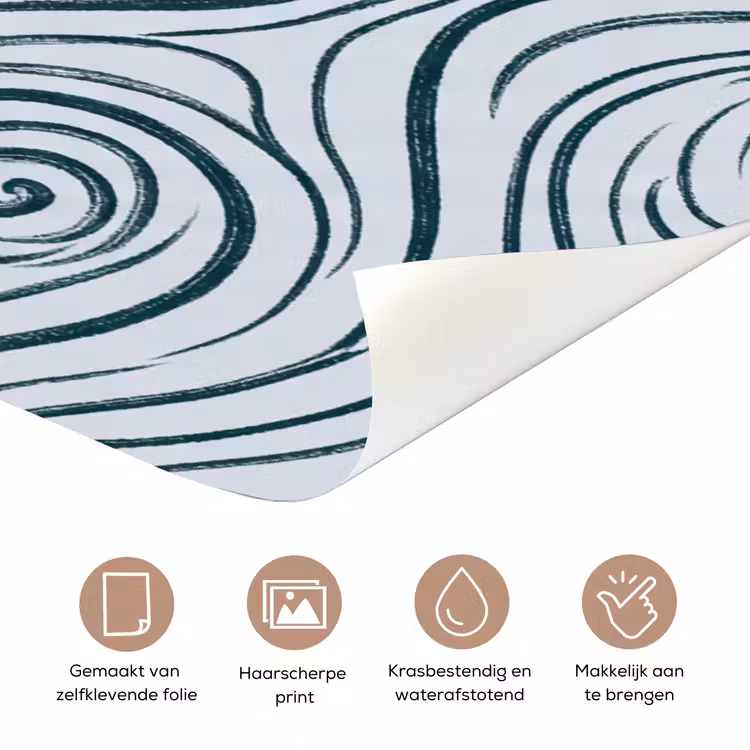 Patroon - Golven - Abstract - Modern - Blauw deurposter klein -closeup_NL