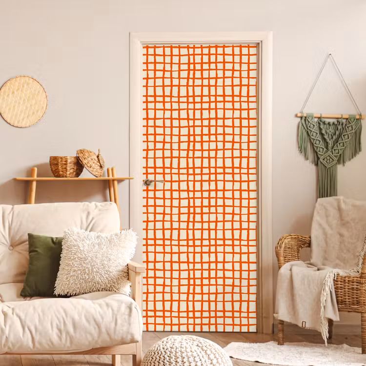 Patroon - Lijnen - Oranje deurposter klein 289 -sfeer2