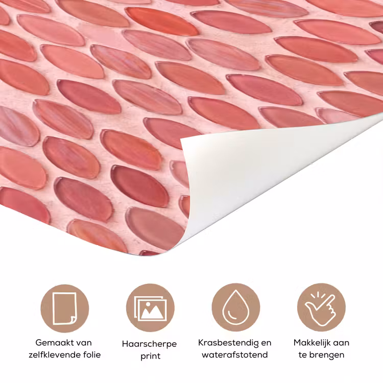 Patroon - Mozaïek - Ovaal - Abstract - Roze deurposter klein -closeup_NL