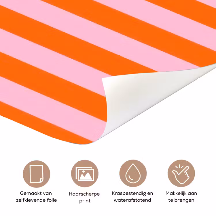 Patroon - Oranje - Fijn - Strepen deurposter klein -closeup_NL