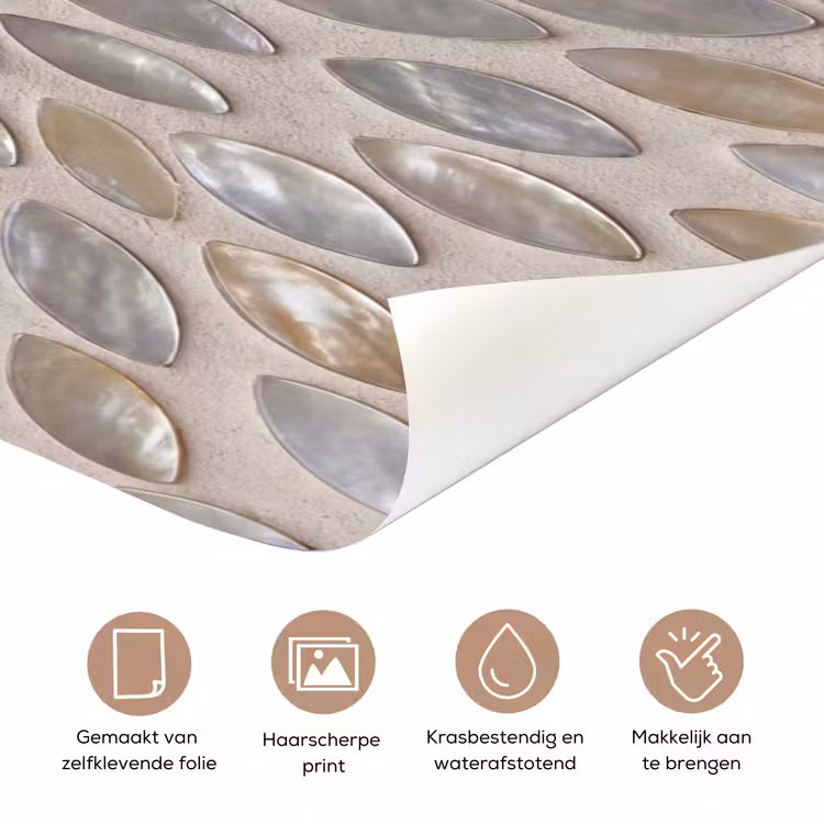 Patroon - Ovaal - Glanzend - Abstract - Beige deurposter klein -closeup_NL