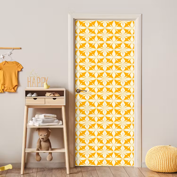 Patroon - Retro - Geel deurposter klein 289 -sfeer4