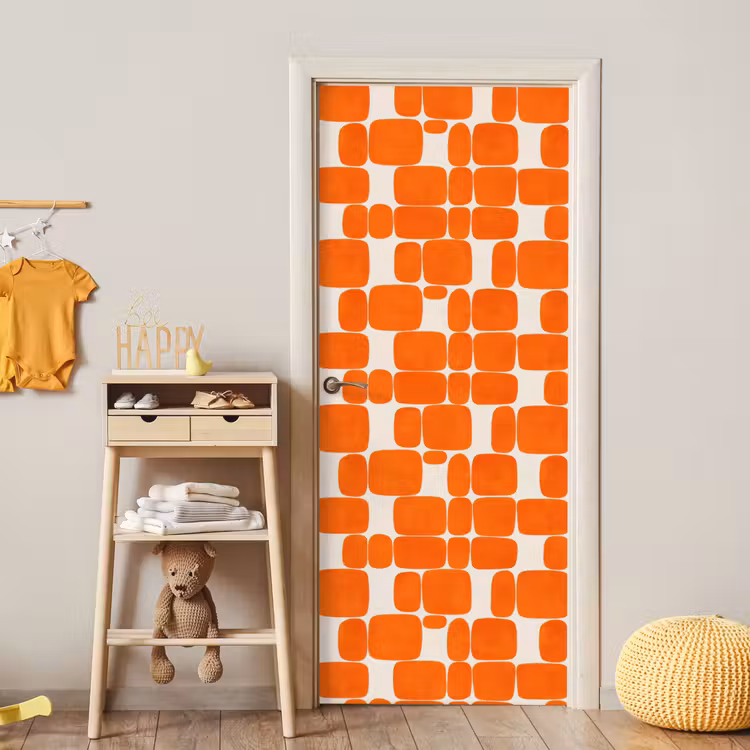 Patroon - Retro - Oranje deurposter klein 289 -sfeer4