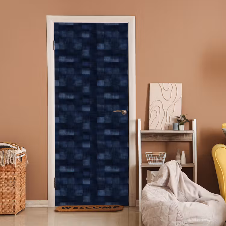 Patroon - Ruit - Marineblauw deurposter klein 289 -sfeer1