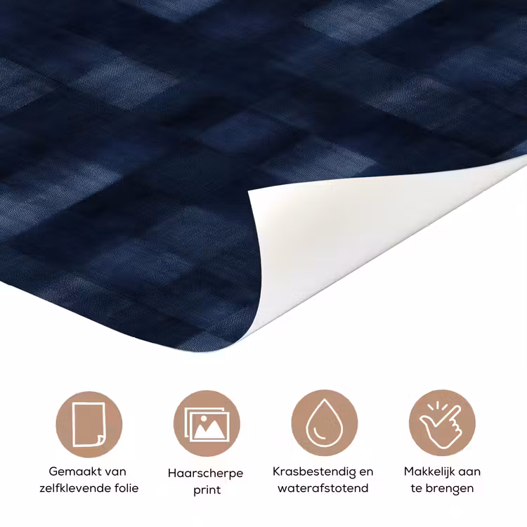 Patroon - Ruit - Marineblauw deurposter klein 289 -closeup_NL
