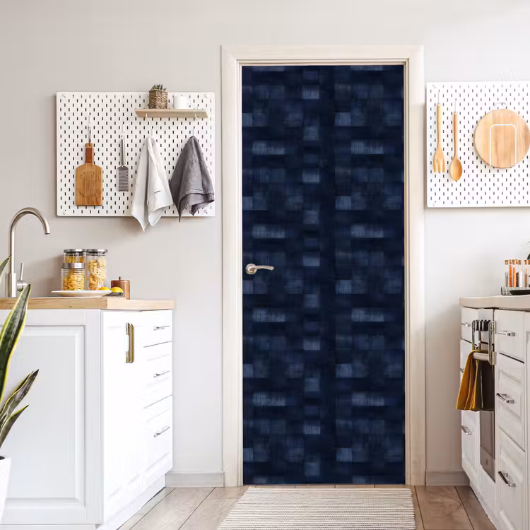 Patroon - Ruit - Marineblauw deurposter klein 289 -sfeer5