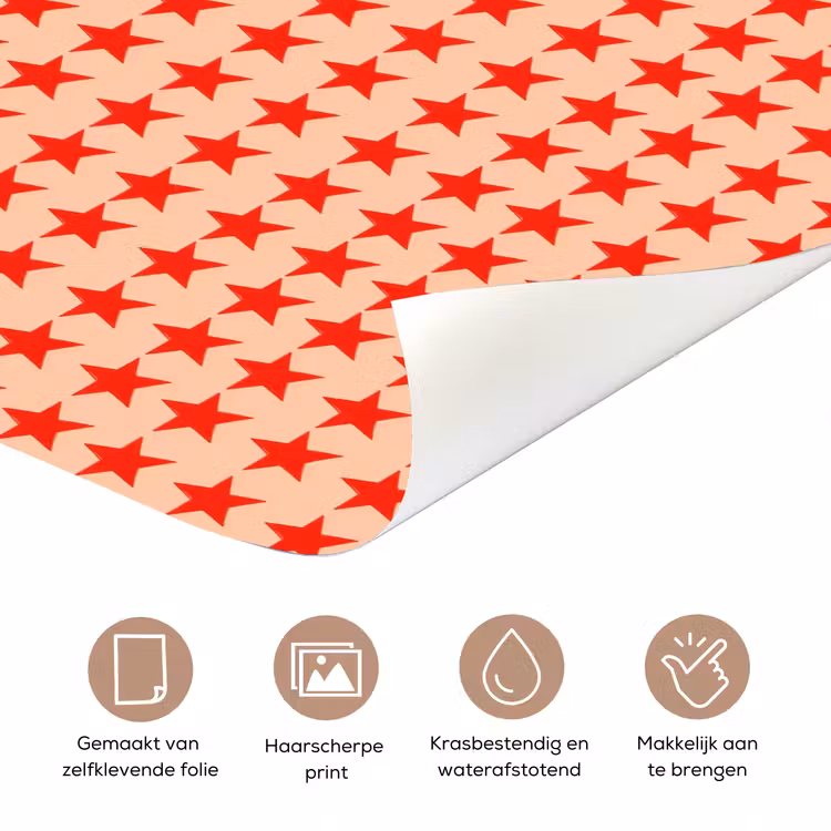 Patroon - Sterren - Rood deurposter klein 289 -closeup_NL