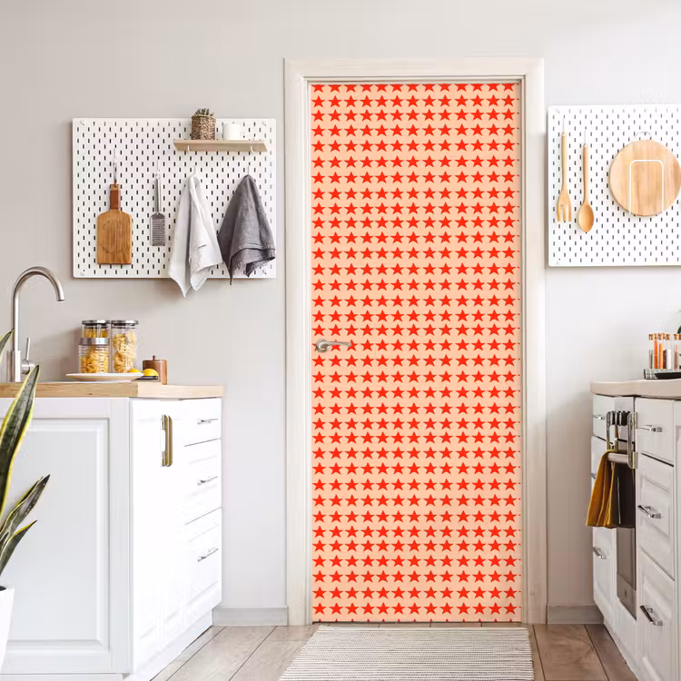Patroon - Sterren - Rood deurposter klein 289 -sfeer5