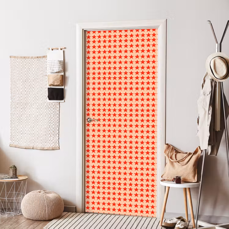Patroon - Sterren - Rood deurposter klein 289 -sfeer6