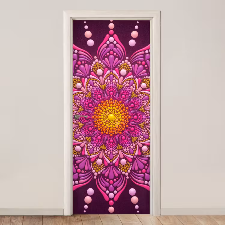 Patroon - Stippen - Abstract - Kleurrijk deurposter klein -3d_beige