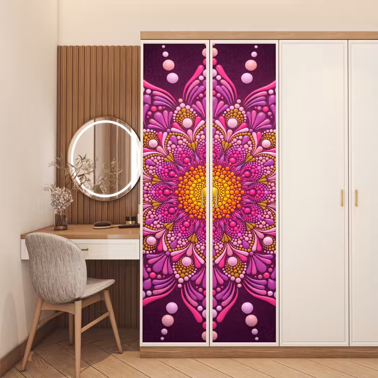 Patroon - Stippen - Abstract - Kleurrijk deurposter klein -sfeer3