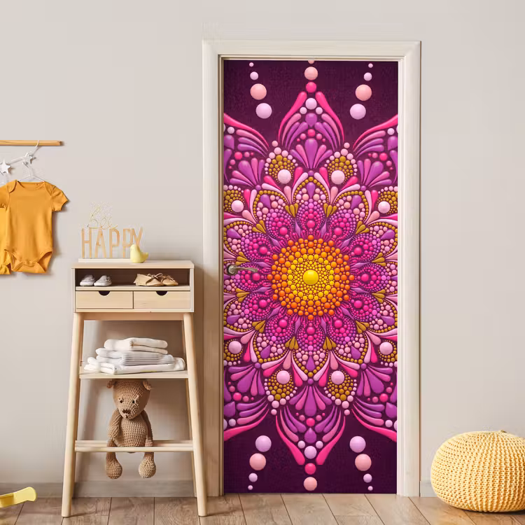 Patroon - Stippen - Abstract - Kleurrijk deurposter klein -sfeer4
