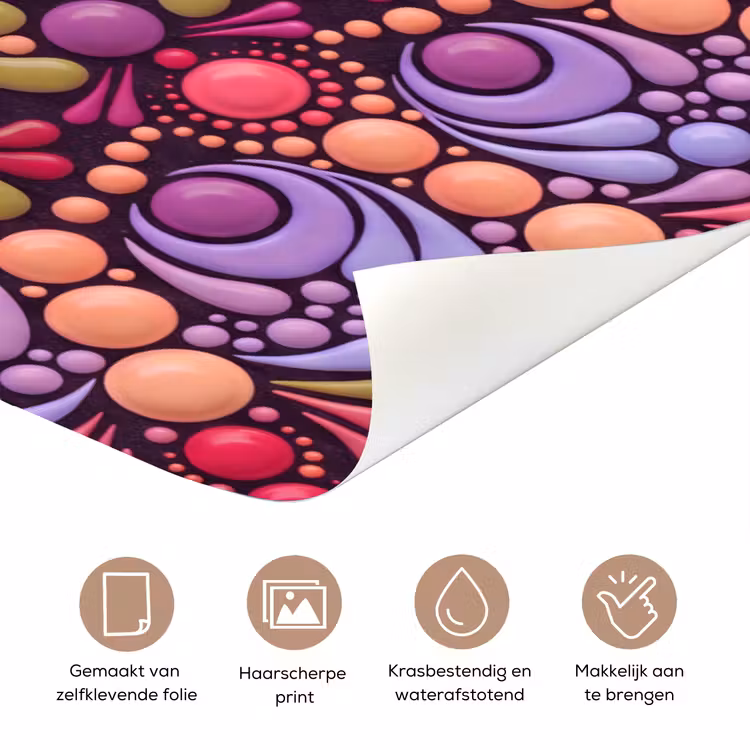 Patroon - Stippen - Abstract - Modern - Kleurrijk deurposter klein -closeup_NL