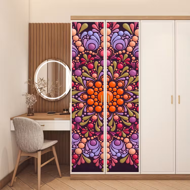 Patroon - Stippen - Abstract - Modern - Kleurrijk deurposter klein -sfeer3