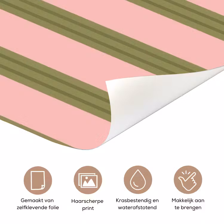 Patroon - Strepen - Abstract - Roze - Groen deurposter klein -closeup_NL
