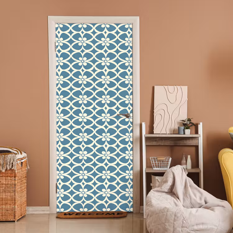 Patroon - Symmetrisch - Blauw deurposter klein 289 -sfeer1