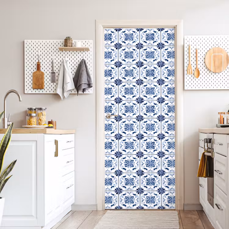 Patroon - Tegel - Blauw deurposter klein 289 -sfeer5