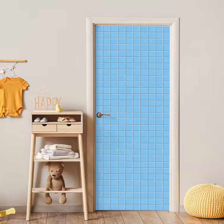 Patroon - Tegel - Pastel - Blauw deurposter klein 289 -sfeer4