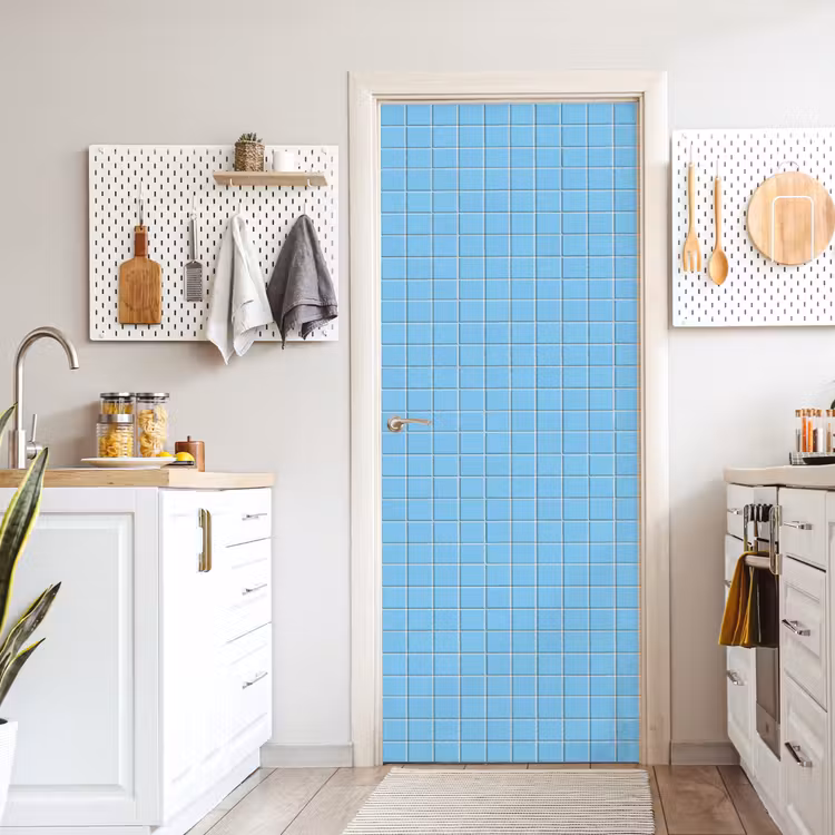Patroon - Tegel - Pastel - Blauw deurposter klein 289 -sfeer5