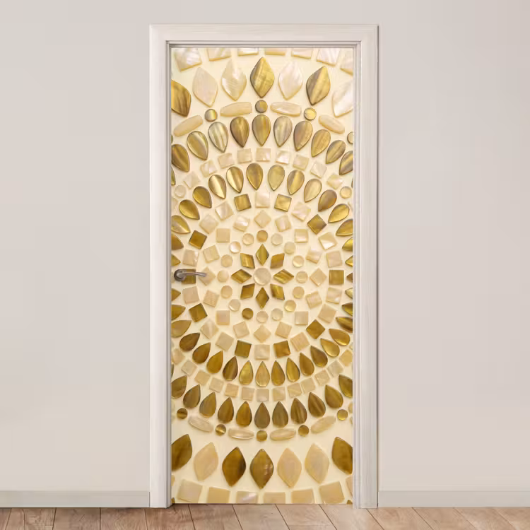 Patroon - Vormen - Mozaïek - Abstract - Goud deurposter klein -3d_beige