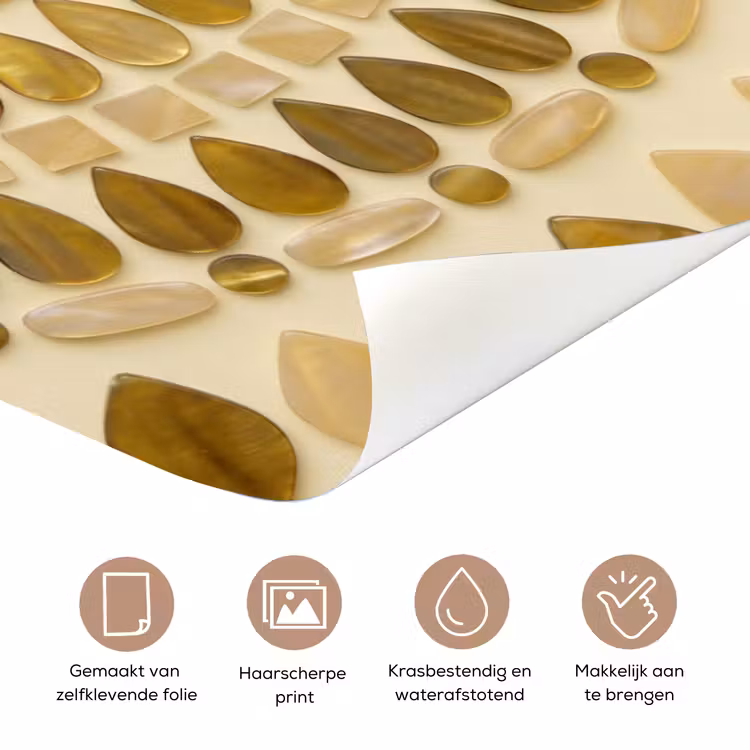 Patroon - Vormen - Mozaïek - Abstract - Goud deurposter klein -closeup_NL