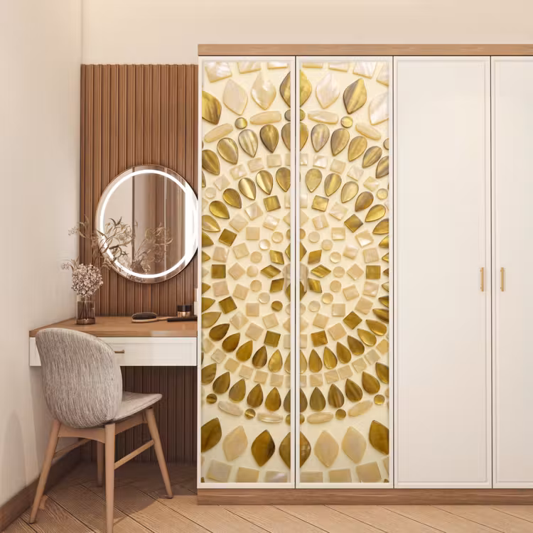 Patroon - Vormen - Mozaïek - Abstract - Goud deurposter klein -sfeer3