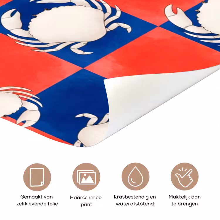 Patroon - Zeeleven - Rood - Blauw - Abstract deurposter klein -closeup_NL
