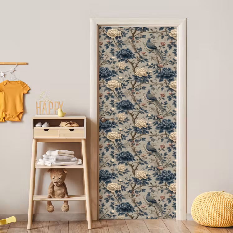 Pauw - Bloemen - Blauw deurposter klein 289 -sfeer4