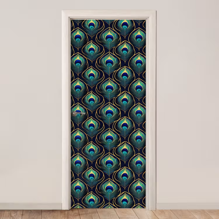 Pauw - Veren - Groen deurposter klein 289 -3d_beige